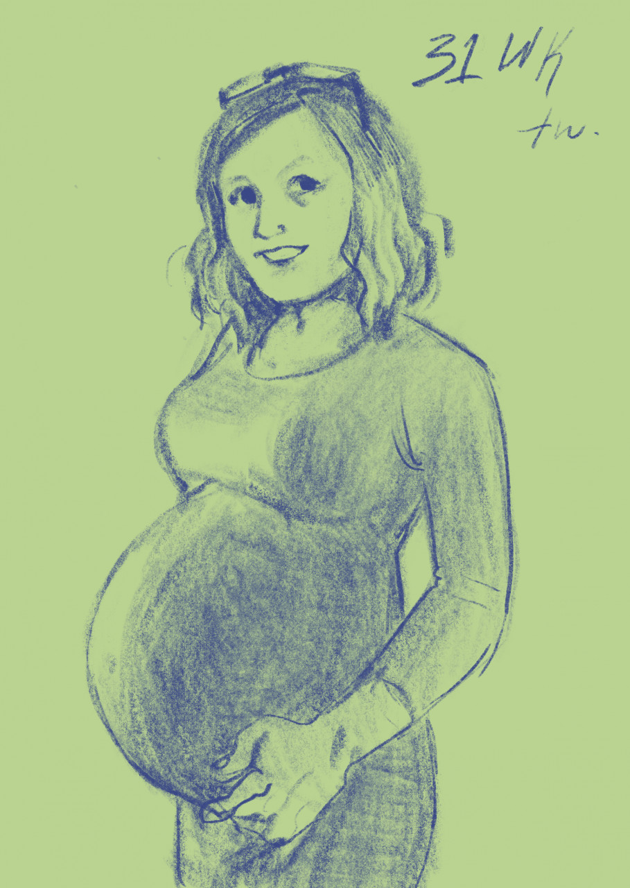 Drawing Pregnant Woman Pregnant Woman Standing Stock Vector (Royalty Free)  2303741521 | Shutterstock