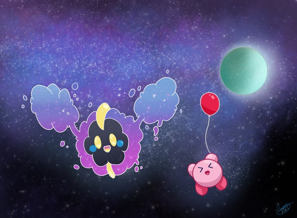 Cosmog & Kirby In Deep Space! by ParootyBoodyz -- Fur Affinity [dot] net