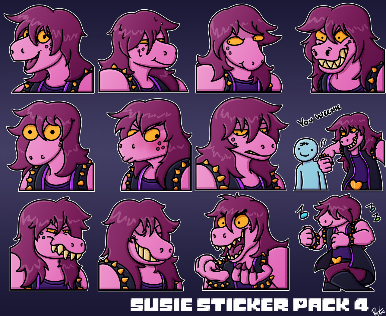 Susie Sticker Pack 4 (Deltarune) by Phoenix-of-Starlight -- Fur Affinity  [dot] net