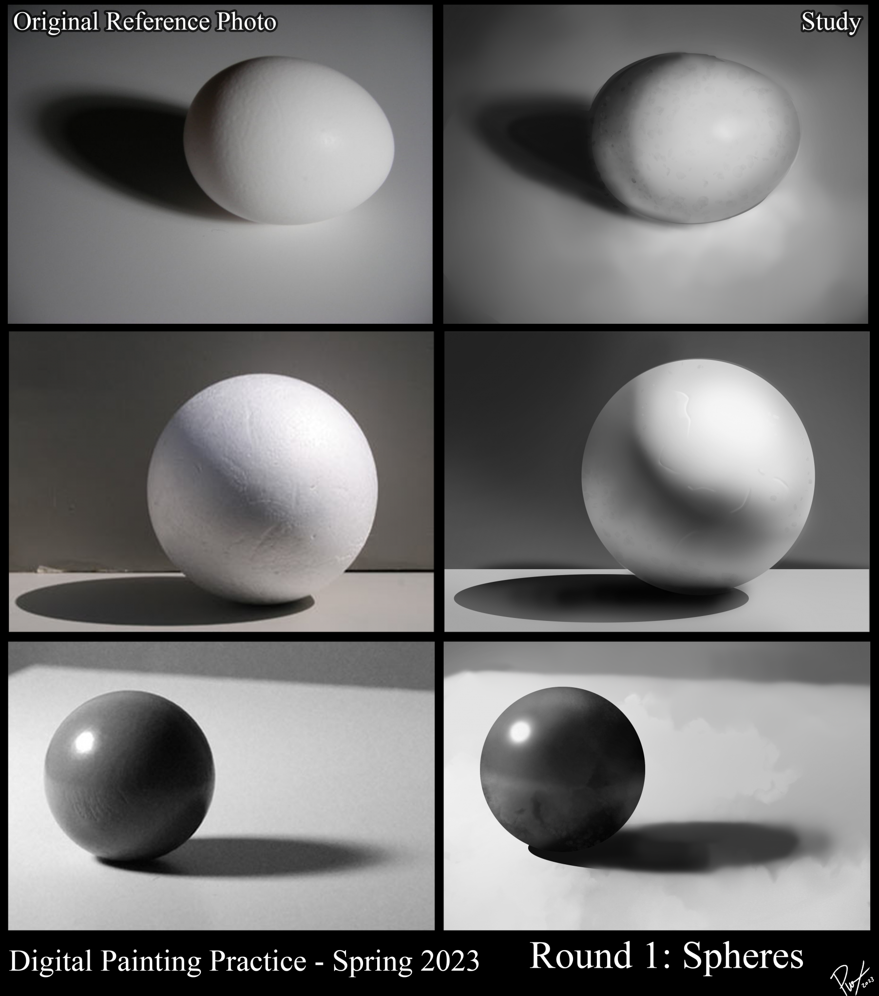 Spring 23 Digital Painting Practice Spheres from Photos by