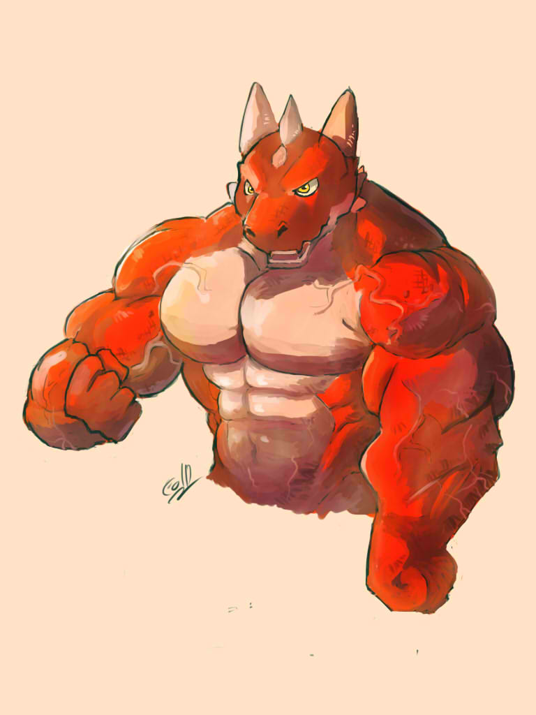 Furry muscle dragon