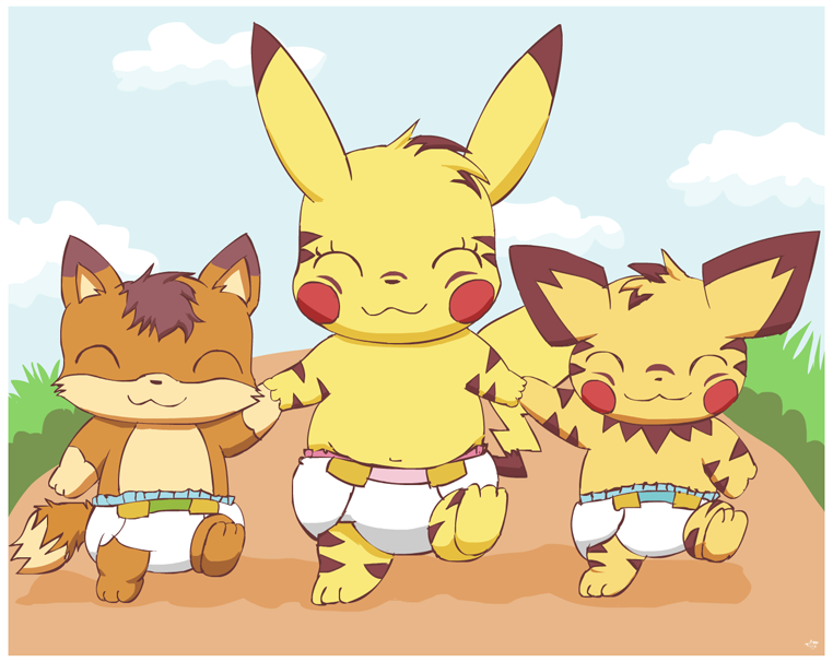 Pokemon - Kawaii Eevee and Pikachu Kid by pikapika212 -- Fur Affinity [dot]  net