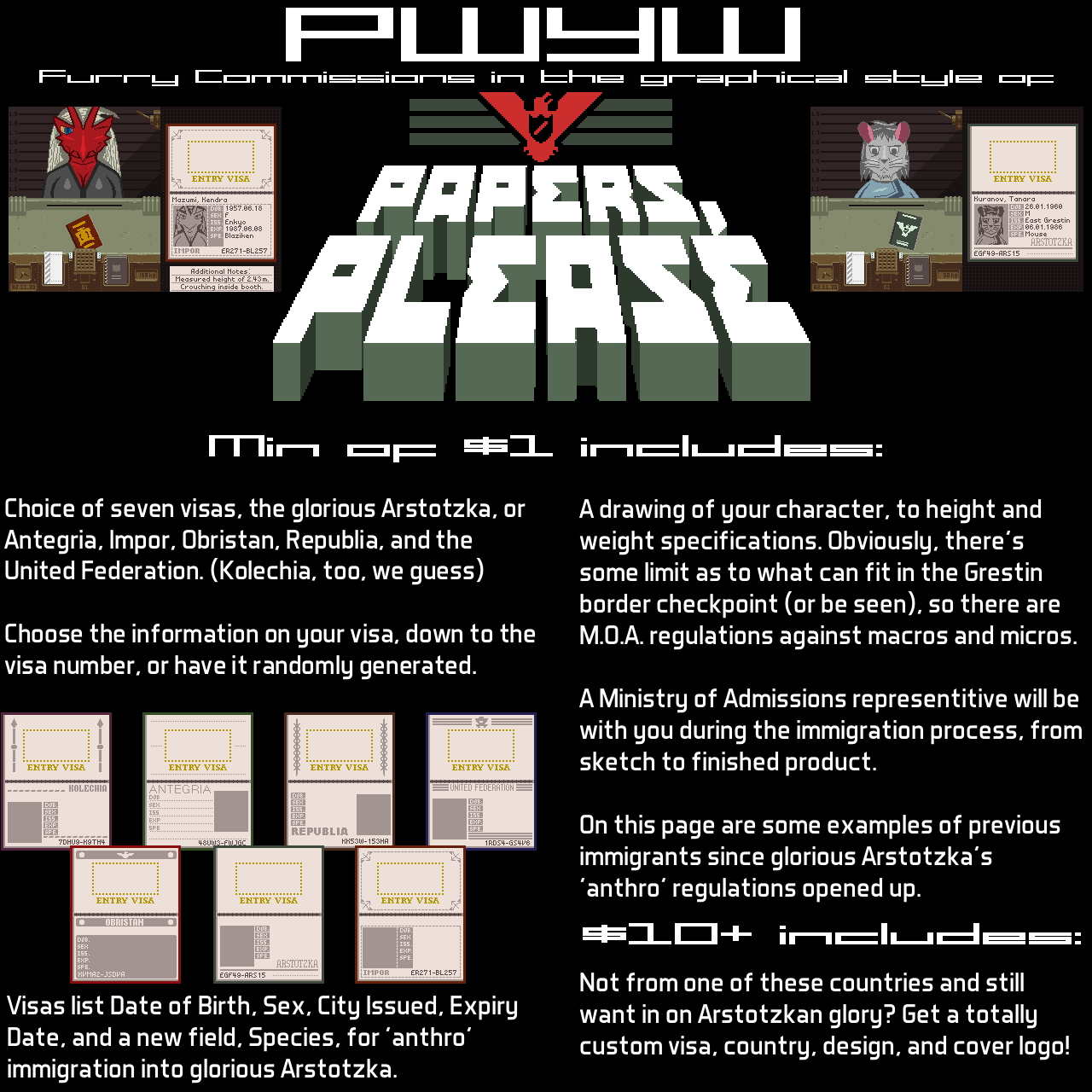 PWYW Furry 'Papers, Please' Commissions (CLOSED) by PikachuGunner