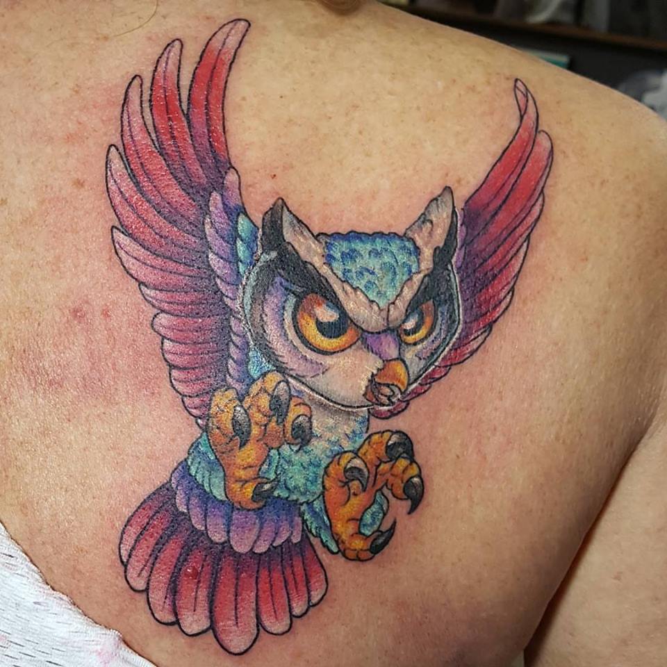 cute owl tattoo by Ana Work - Design of TattoosDesign of Tattoos