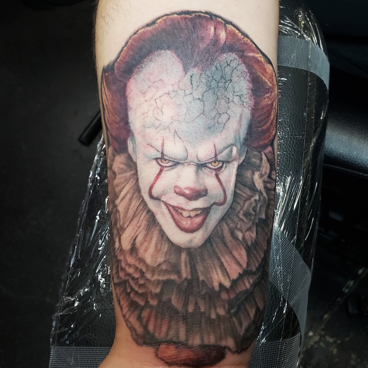 Pennywise IT Calf Portrait Tattoo by Alan Aldred TattooNOW