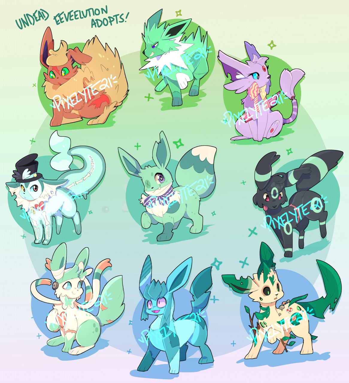 208813 - safe, artist:jadeeniebeanies, eeveelution, fictional