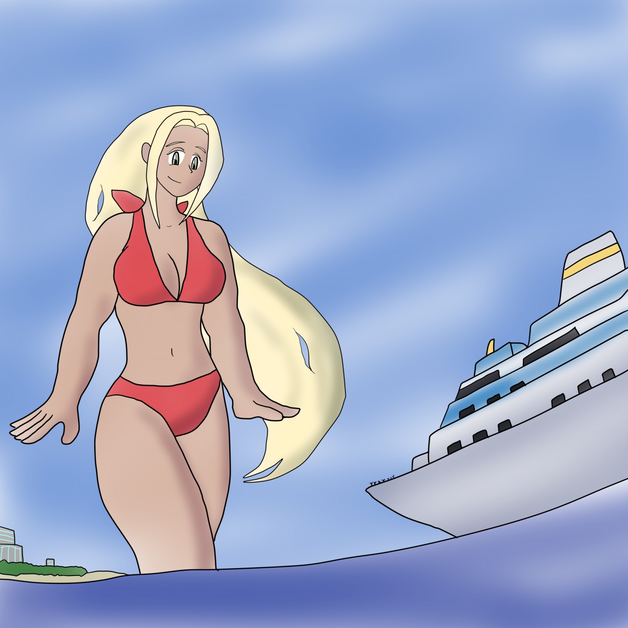 Swimmer from Pokemon as a giantess by Plushez Fur Affinity dot