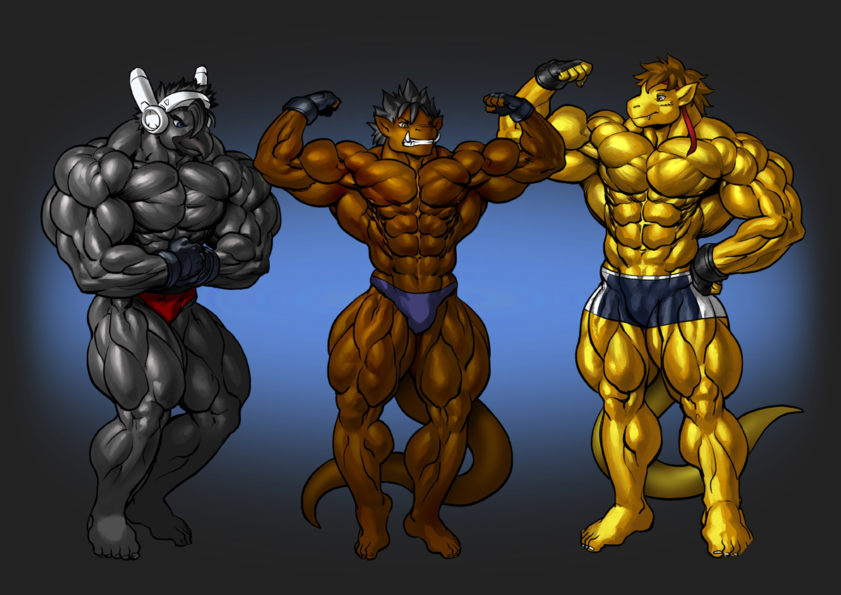 Muscle Trio by Pokkuti -- Fur Affinity [dot] net