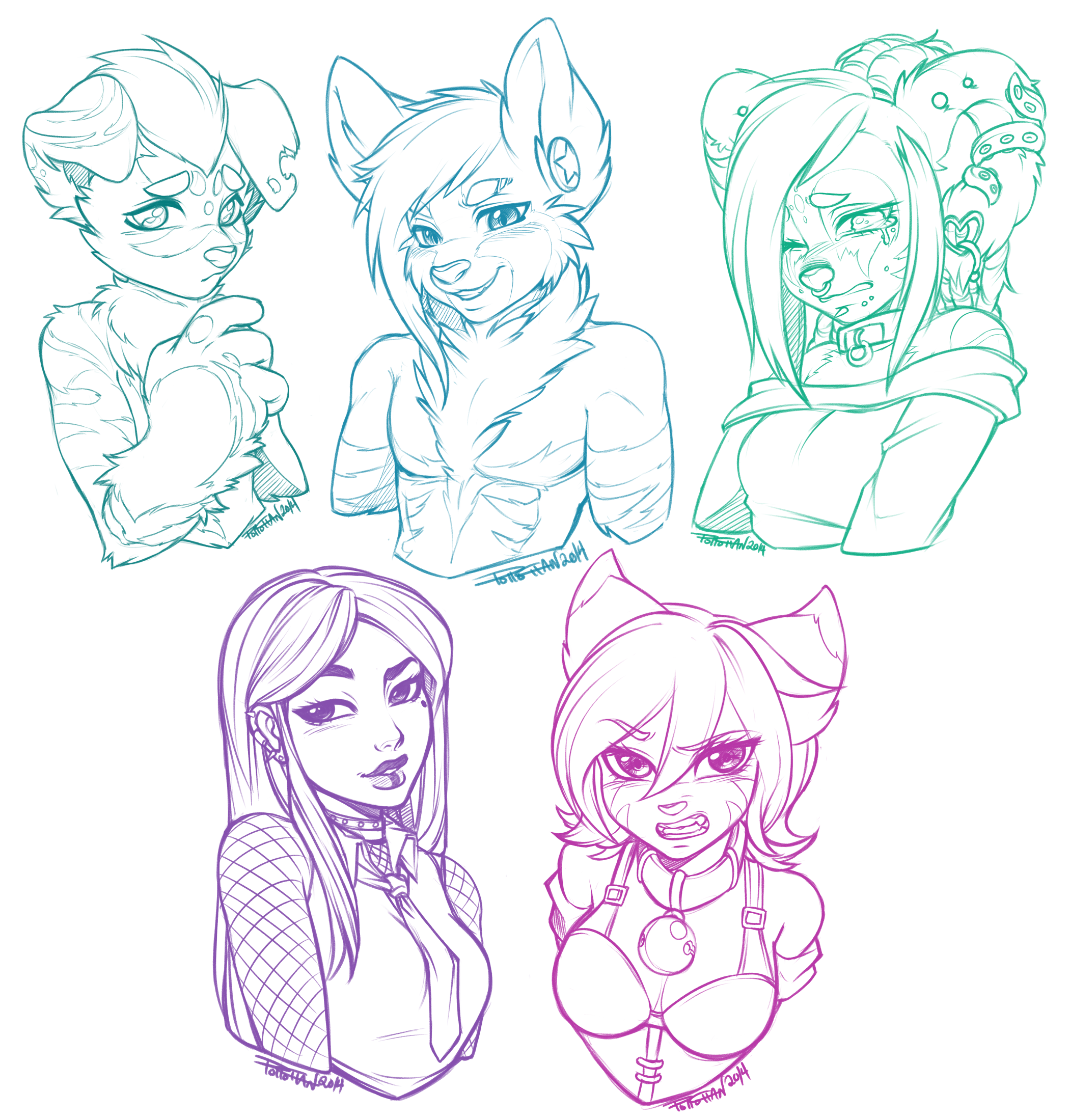 Bust Sketches Batch 3 by Pollo-Chan -- Fur Affinity [dot] net