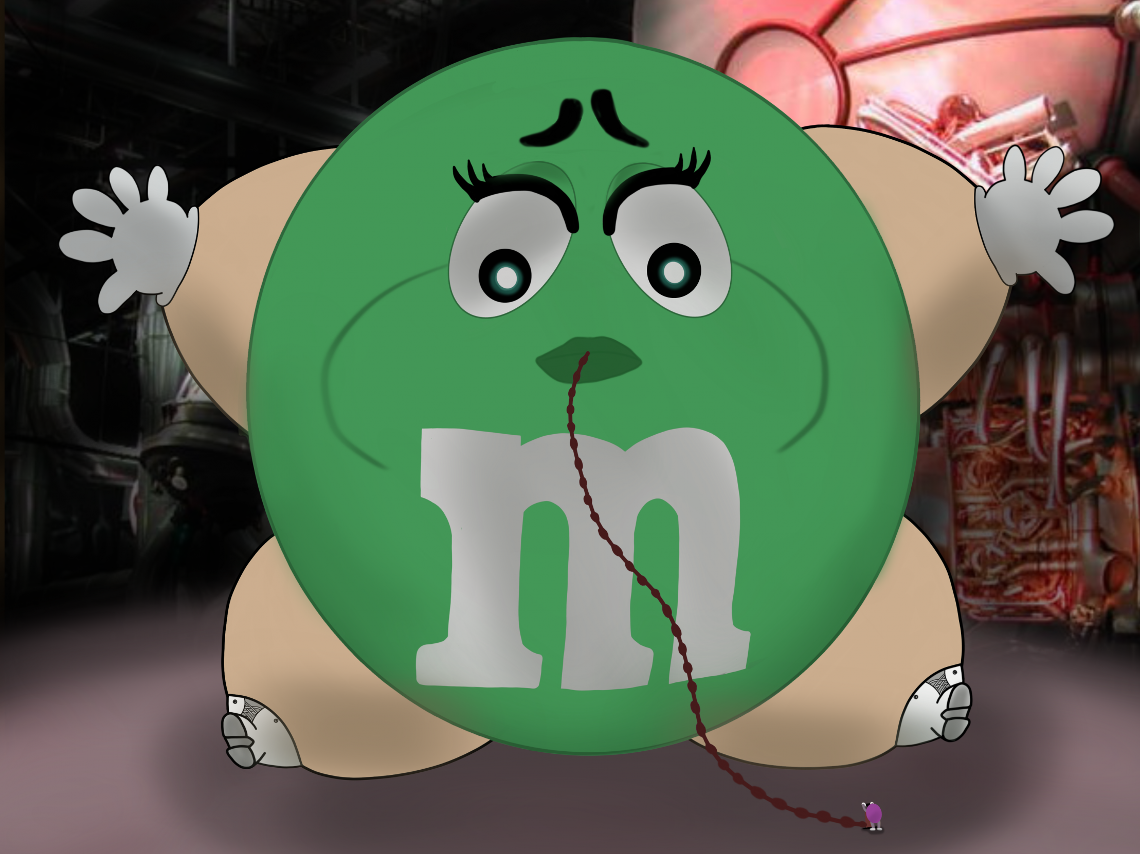 Green M&M gets chocolate pumped by Popperexpand -- Fur Affinity