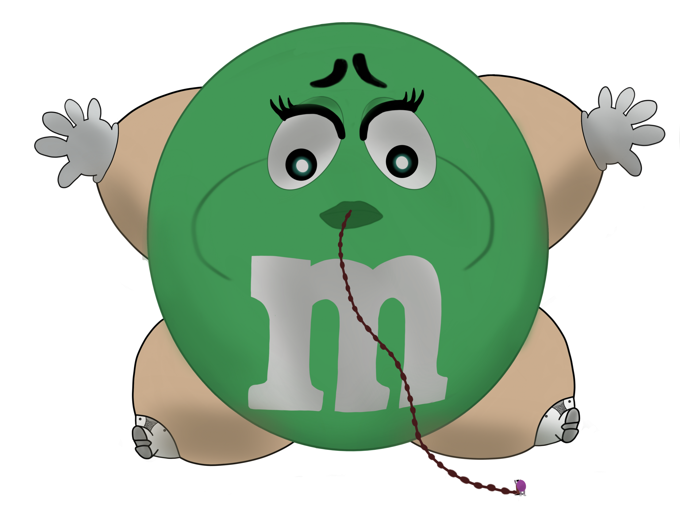 Green M&M pumped by purple (sticker) by Popperexpand -- Fur
