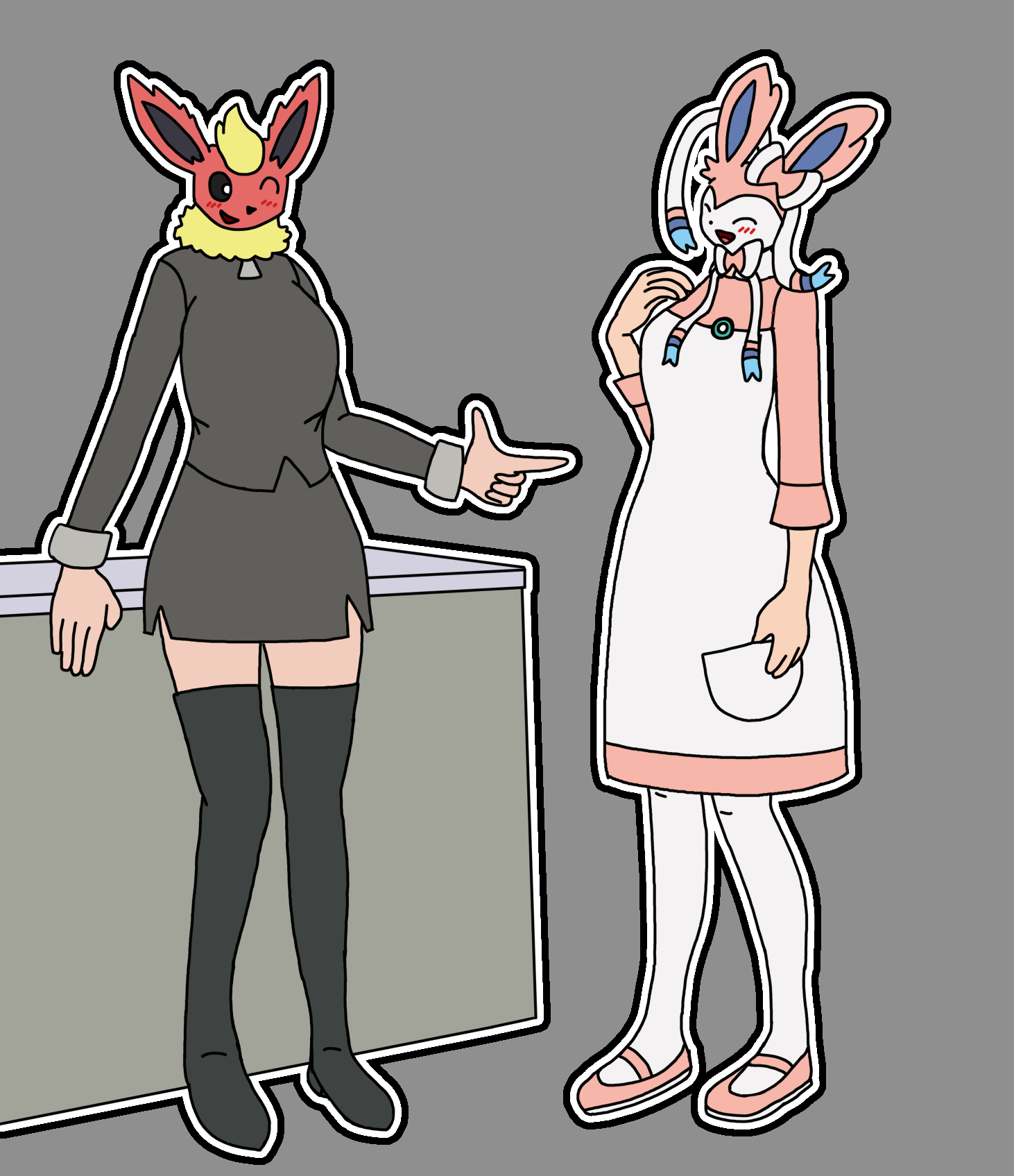 Inspector Flareon Visits Nurse Sylveon (Headswap) by PostOwl -- Fur  Affinity [dot] net