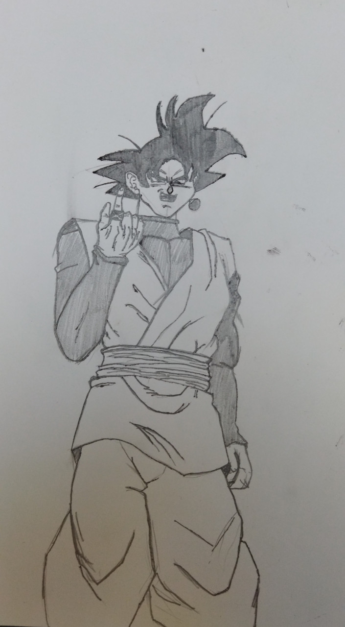 Drawing of black goku with colored pencils — Steemit