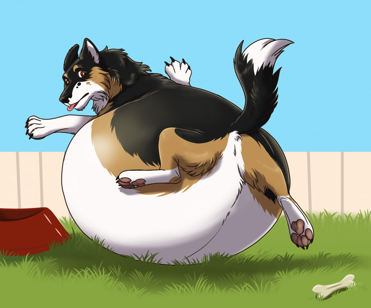 Animated feral dog cum inflation