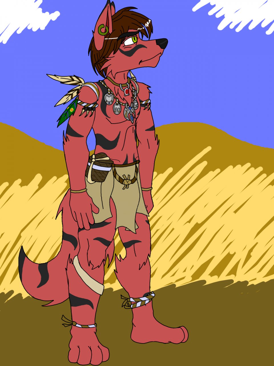 blitz akemaru in tribal clothes by PrincessKoi -- Fur Affinity [dot] net