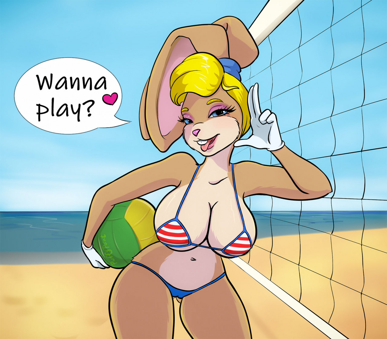 Lola Bunny on the beach #2 by PuffyPoint -- Fur Affinity [dot] net