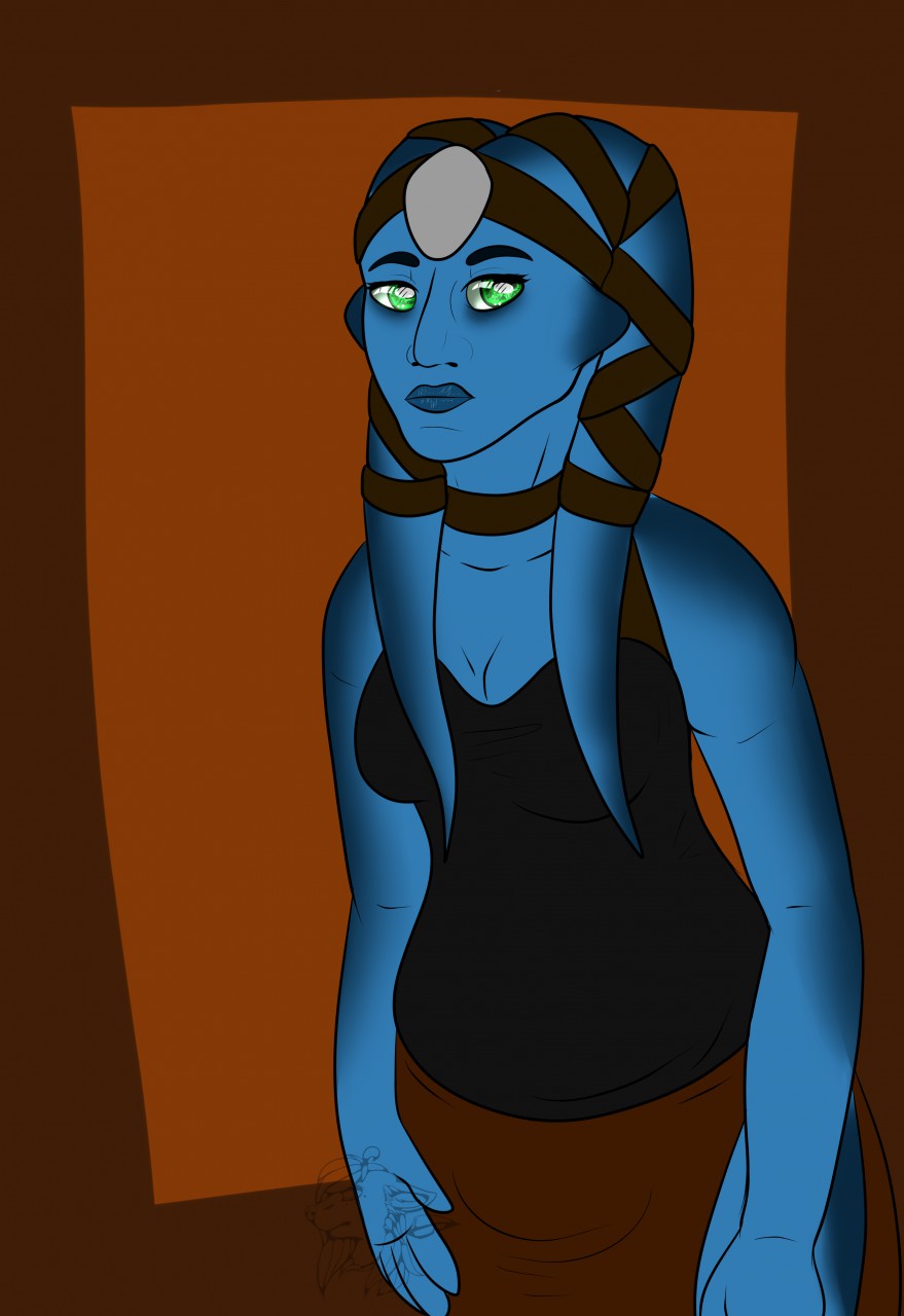 Colored sketch of a cute Twi'lek oc I made recently:) commissions