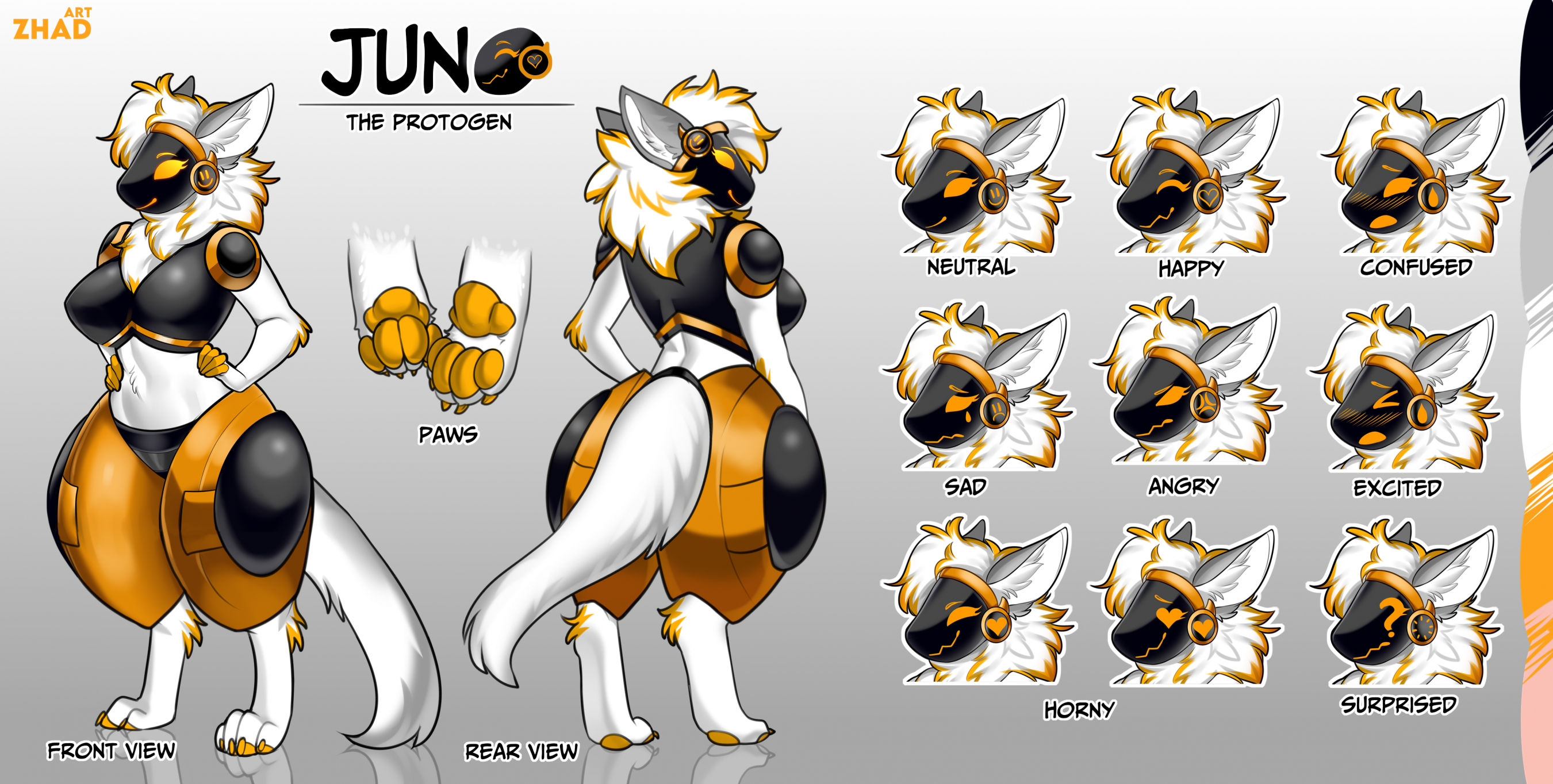 Juno the Protogen - SFW Ref Sheet by RaealTheProtogen -- Fur