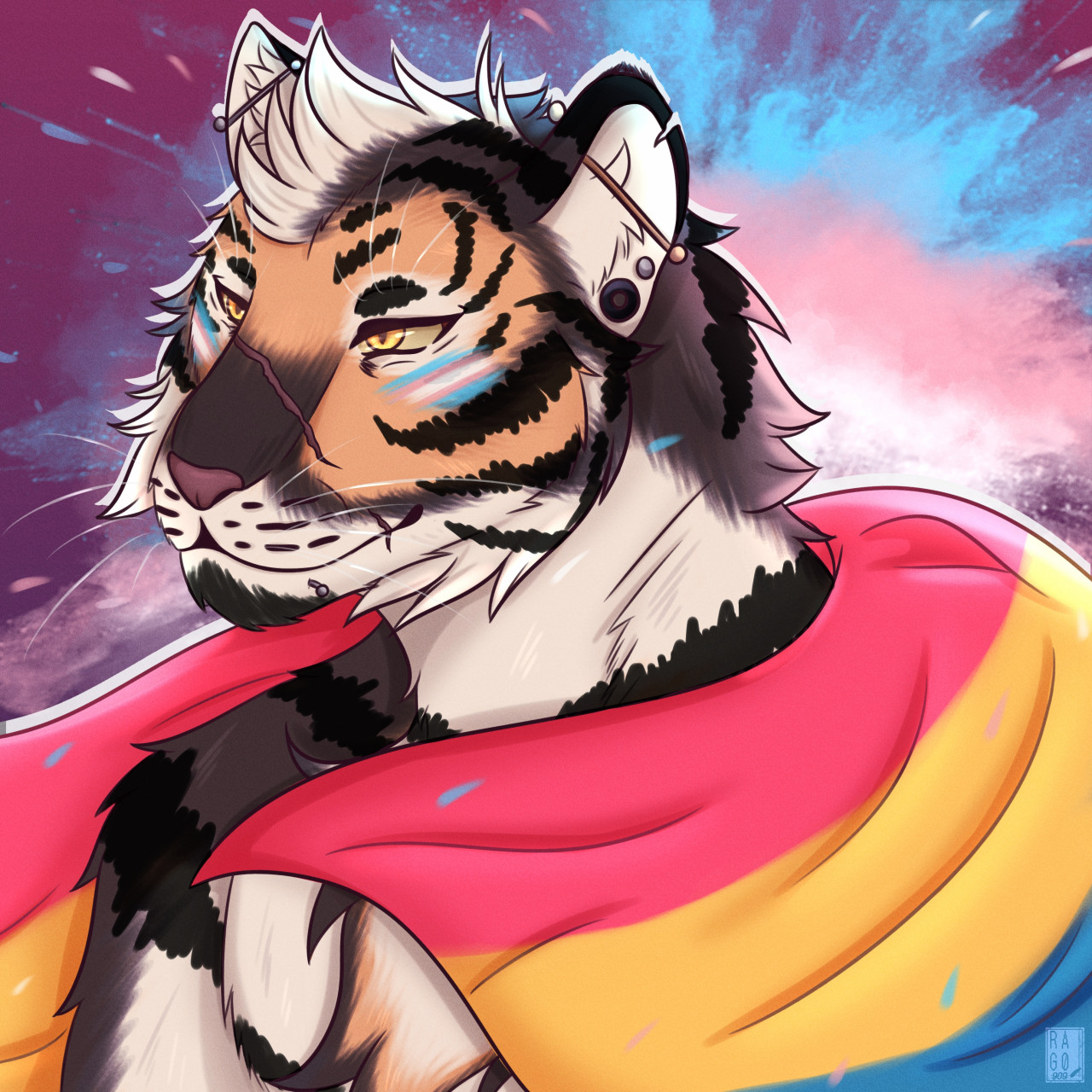 illustrated TIGER PRIDE series - (trans flag pride)