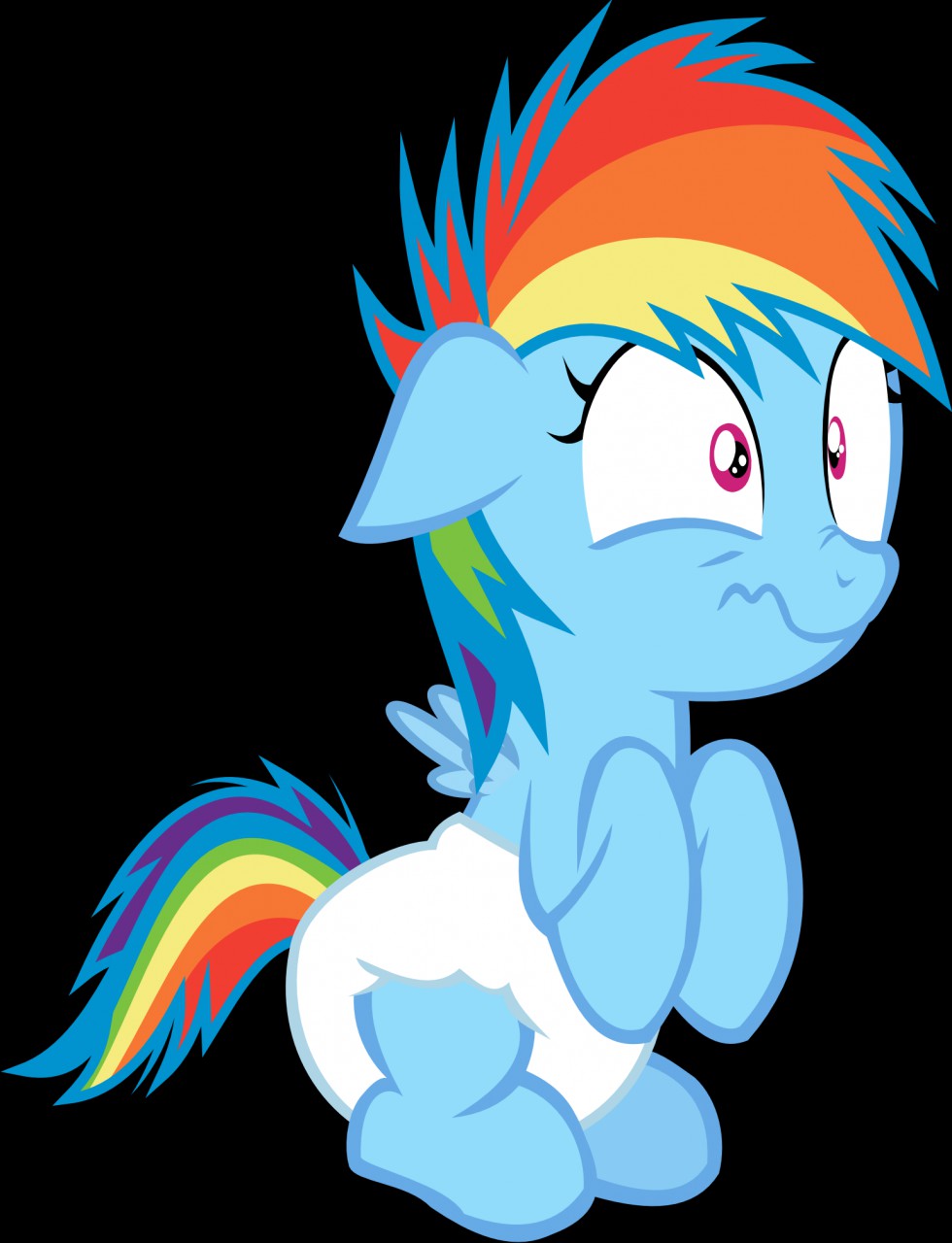 Rainbow Dash Filly in diaper. 