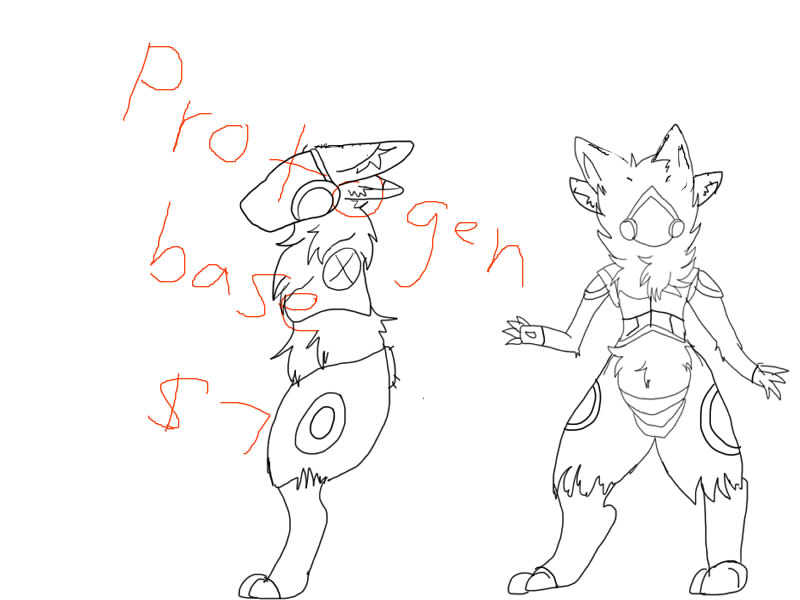 Protogen fursuit reference sheet line art