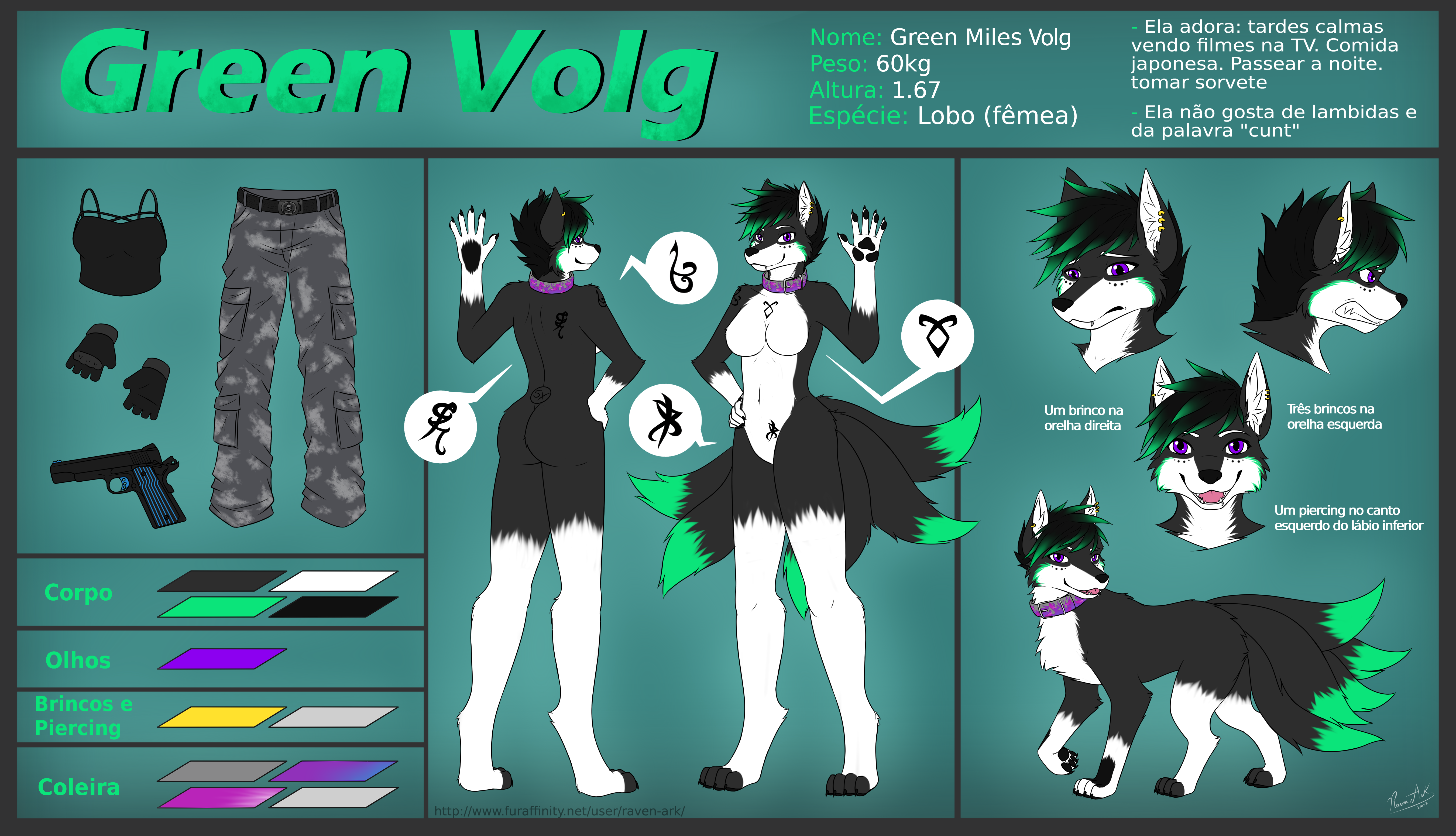 Green Wolfy ref sheet by Raven-Ark -- Fur Affinity [dot] net