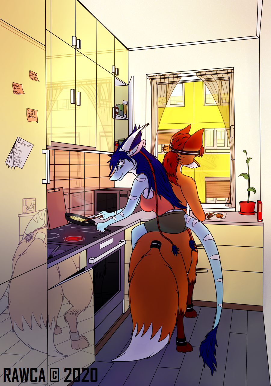 Taurtime in kitchen (colorized)