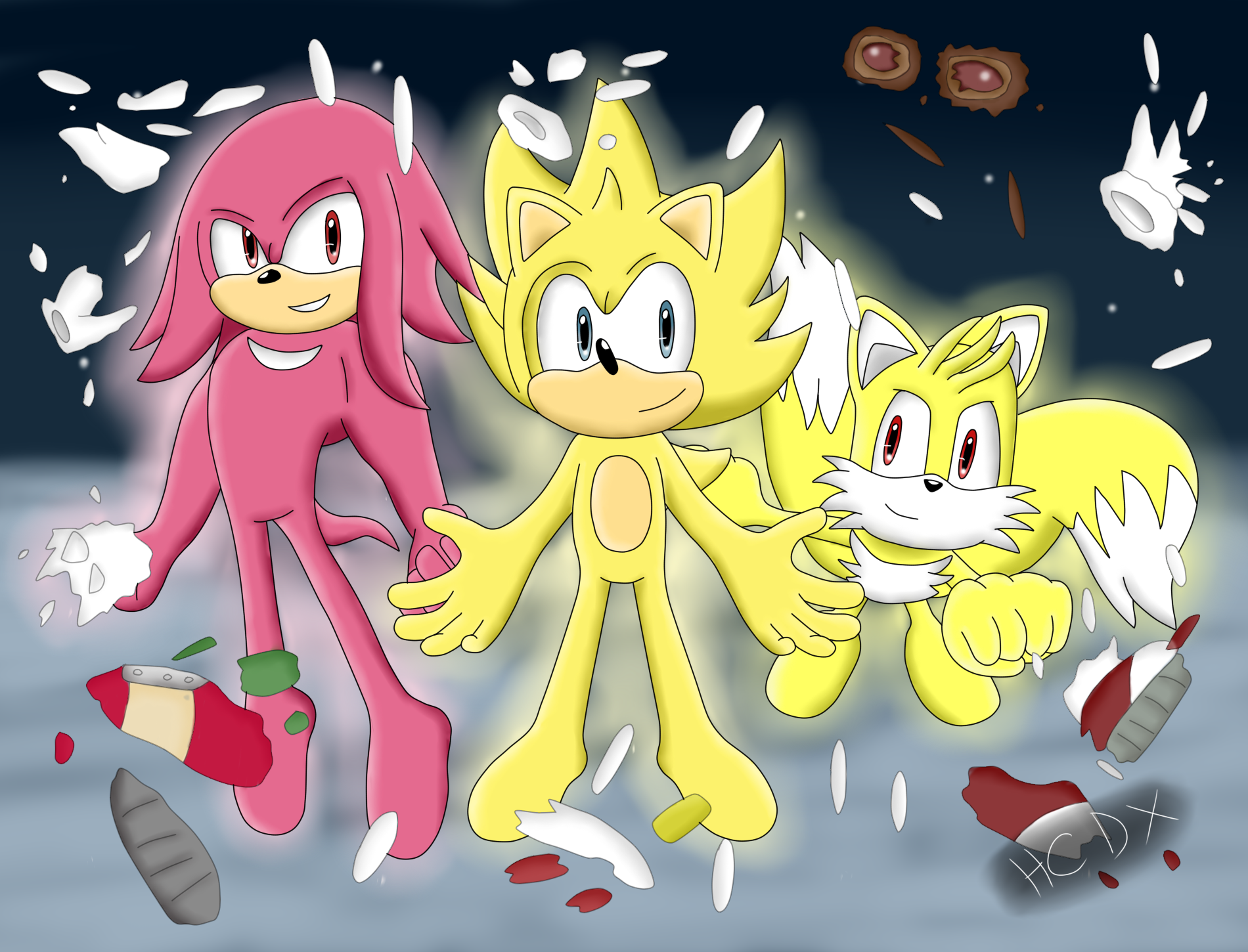 COMM - Super Boom Sonic, Knuckles and Tails by RaymanxBelle -- Fur