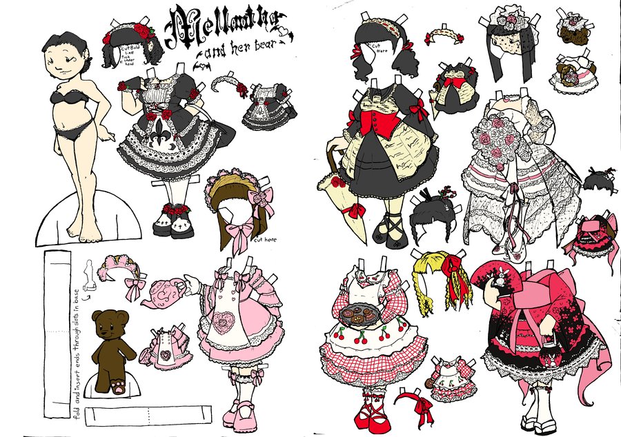 Винтажная кукла арт. Gothic paper Doll. Papers Gothic.