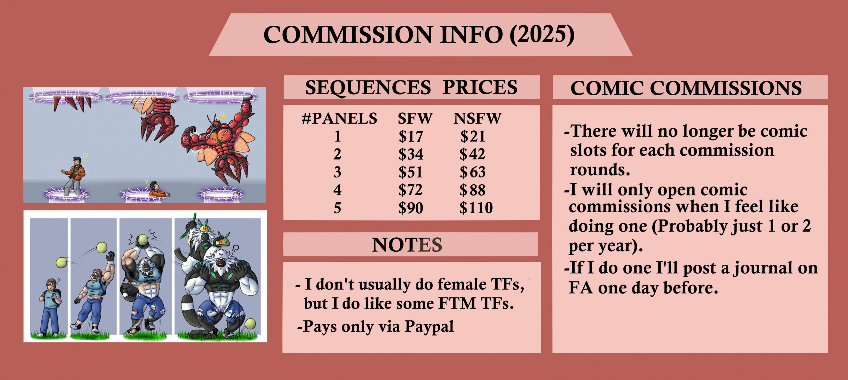 Commission Price Sheet 2025 (Opening commissions tomorrow)