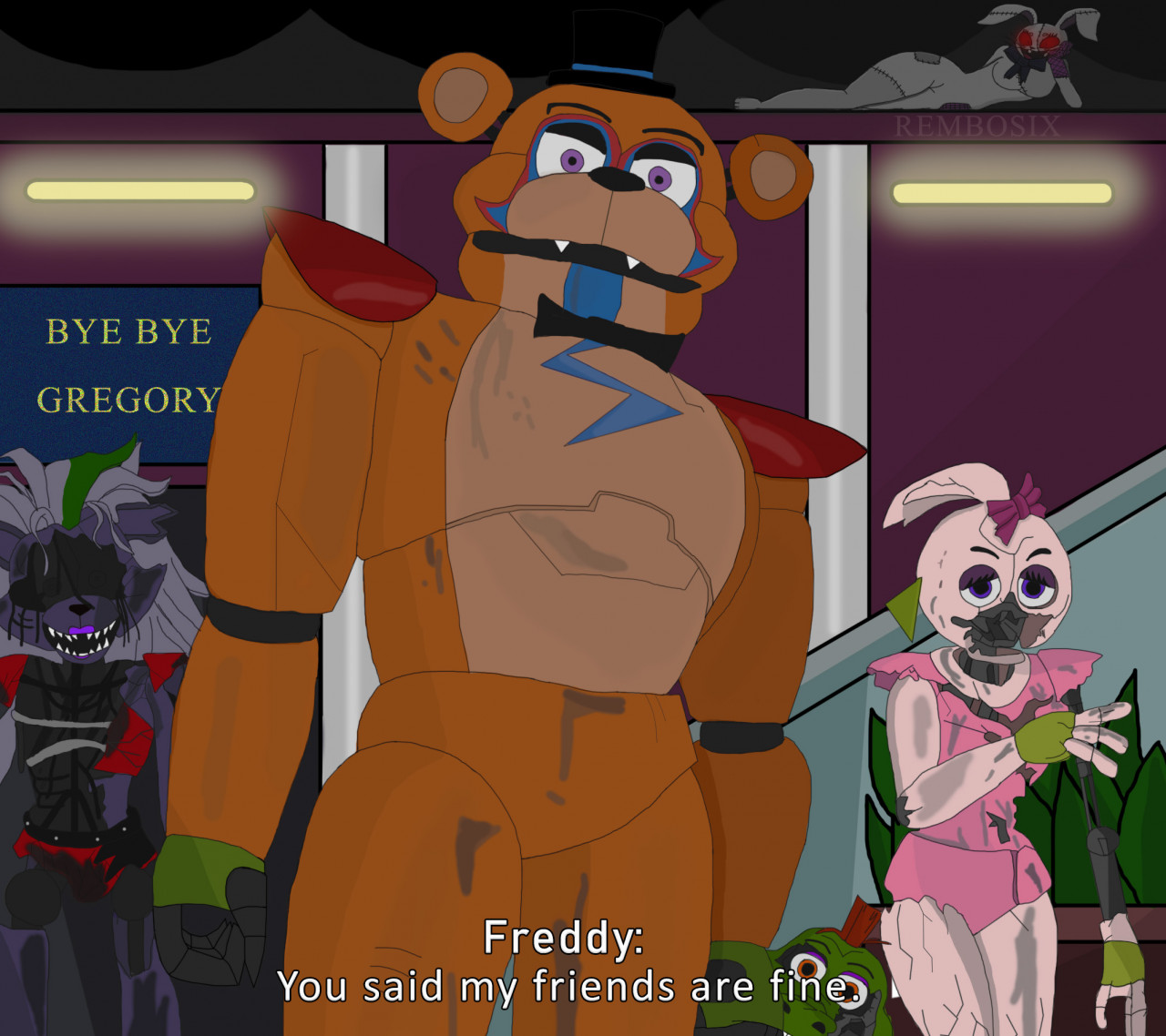 O que aconteceu com GREGORY e FREDDY no final de FNAF Security