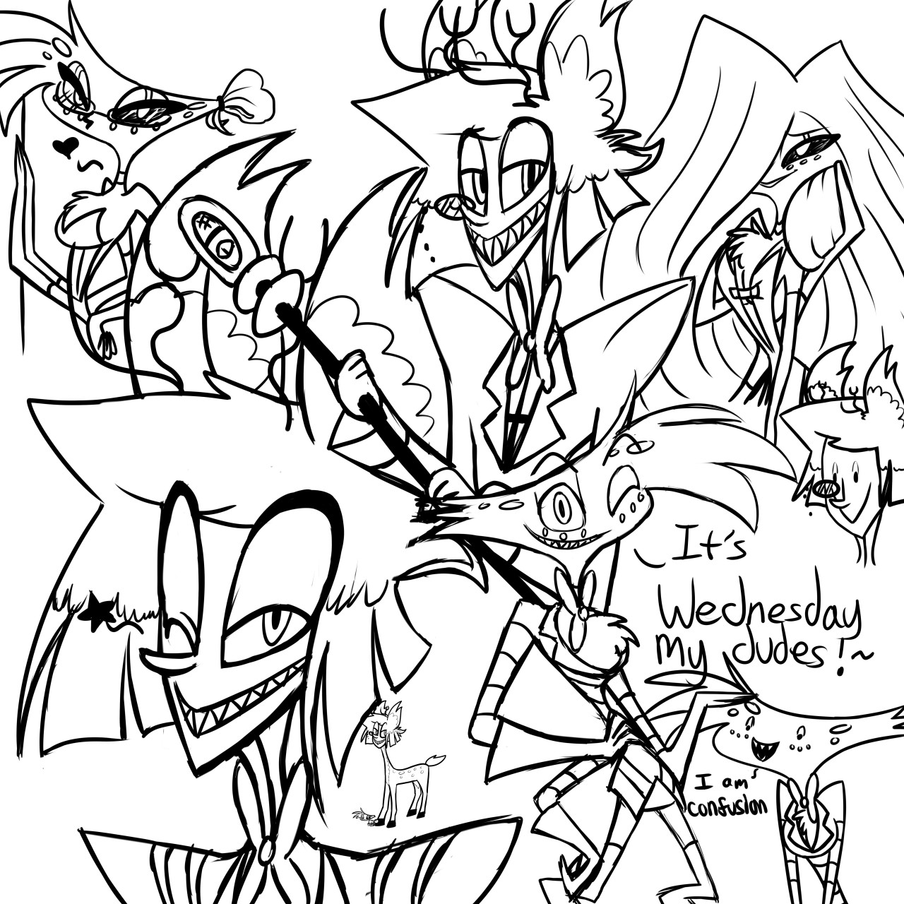 Hazbin Hotel Alastor and Angel Dust stream sketchdump by ReneesInnerIrken  -- Fur Affinity [dot] net