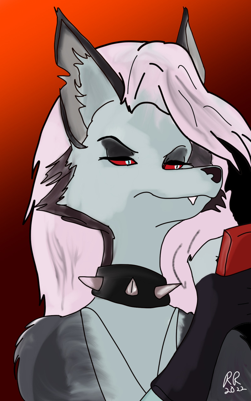 Loona flipping through her phone by RenegadeRebel -- Fur Affinity [dot] net
