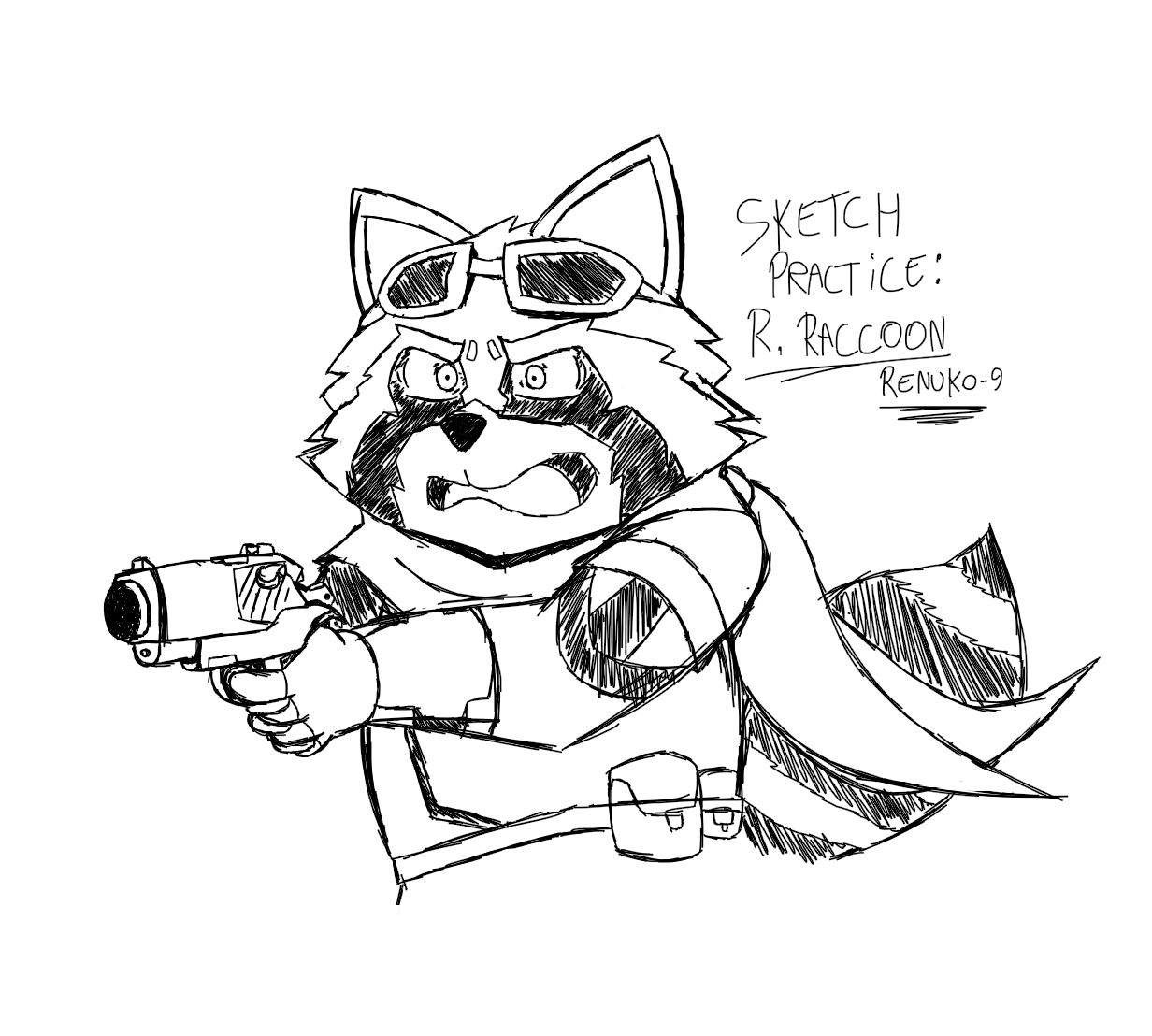 My drawing of Rocket Raccoon  rmarvelstudios