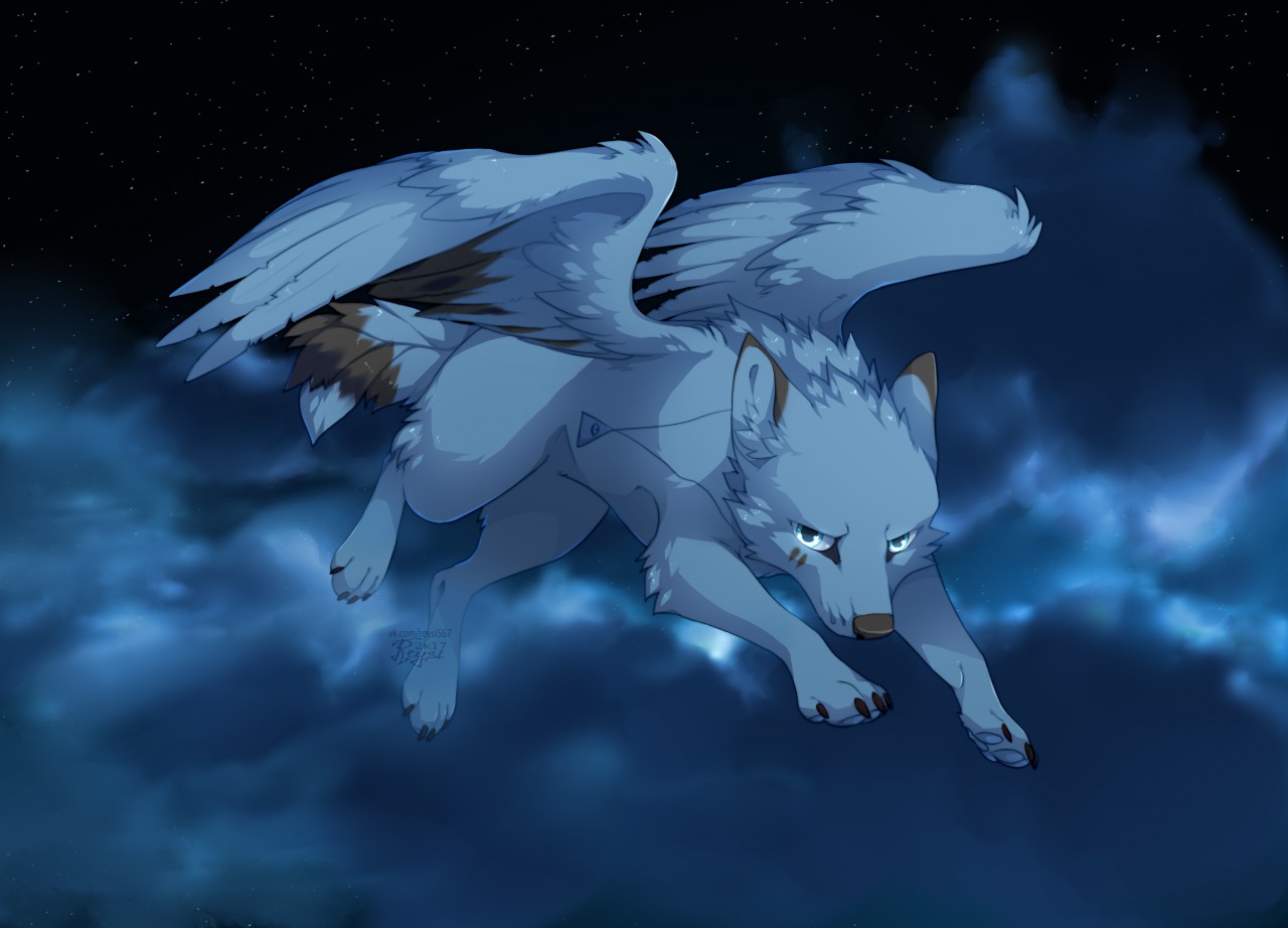 Крылатый волк. Симуран волчица. Симуран крылатый волк. Волк с крыльями.