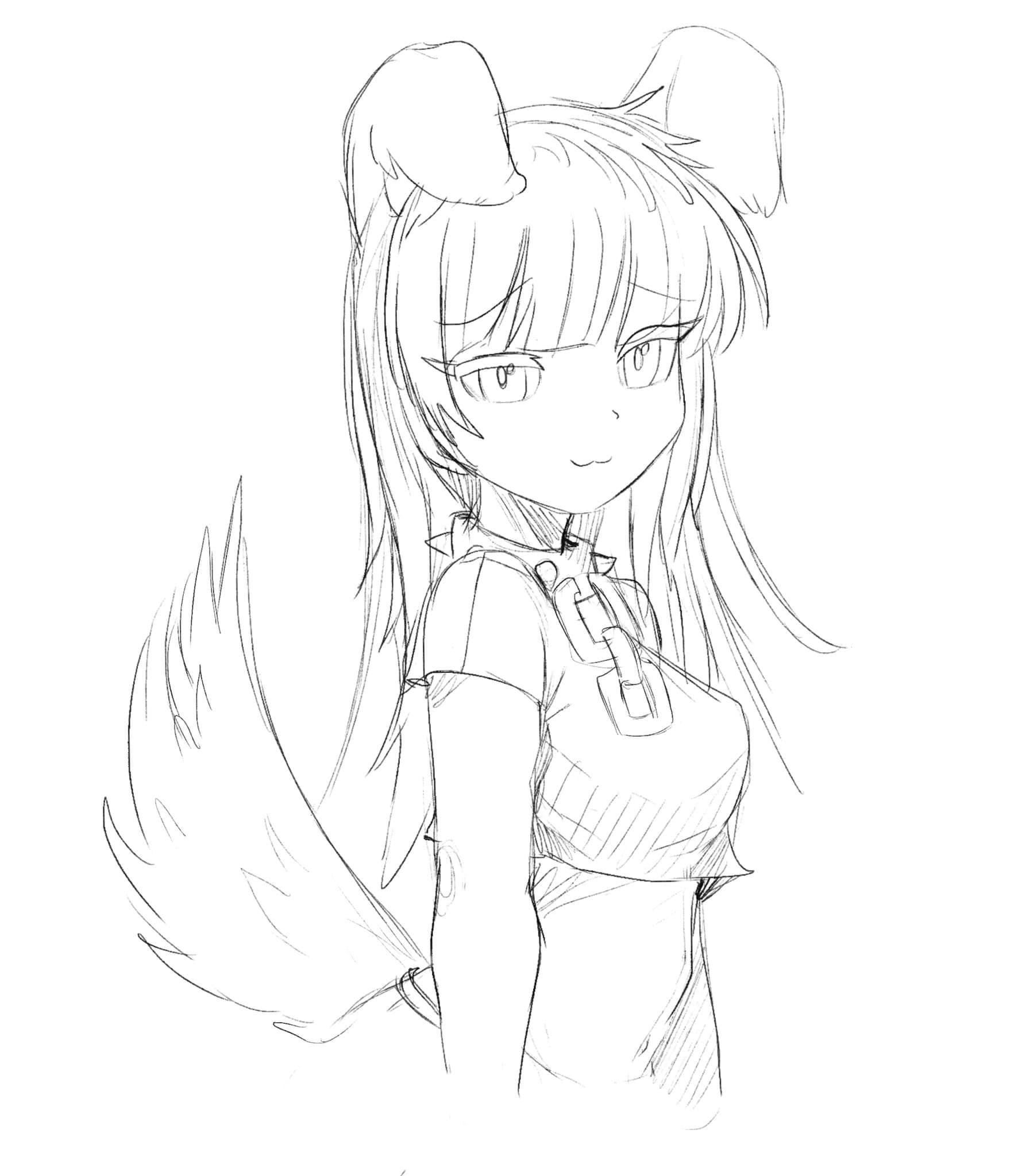 anime fox girl coloring pages