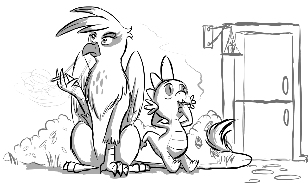 Gilda and Spike: Smokin' Out Back. 