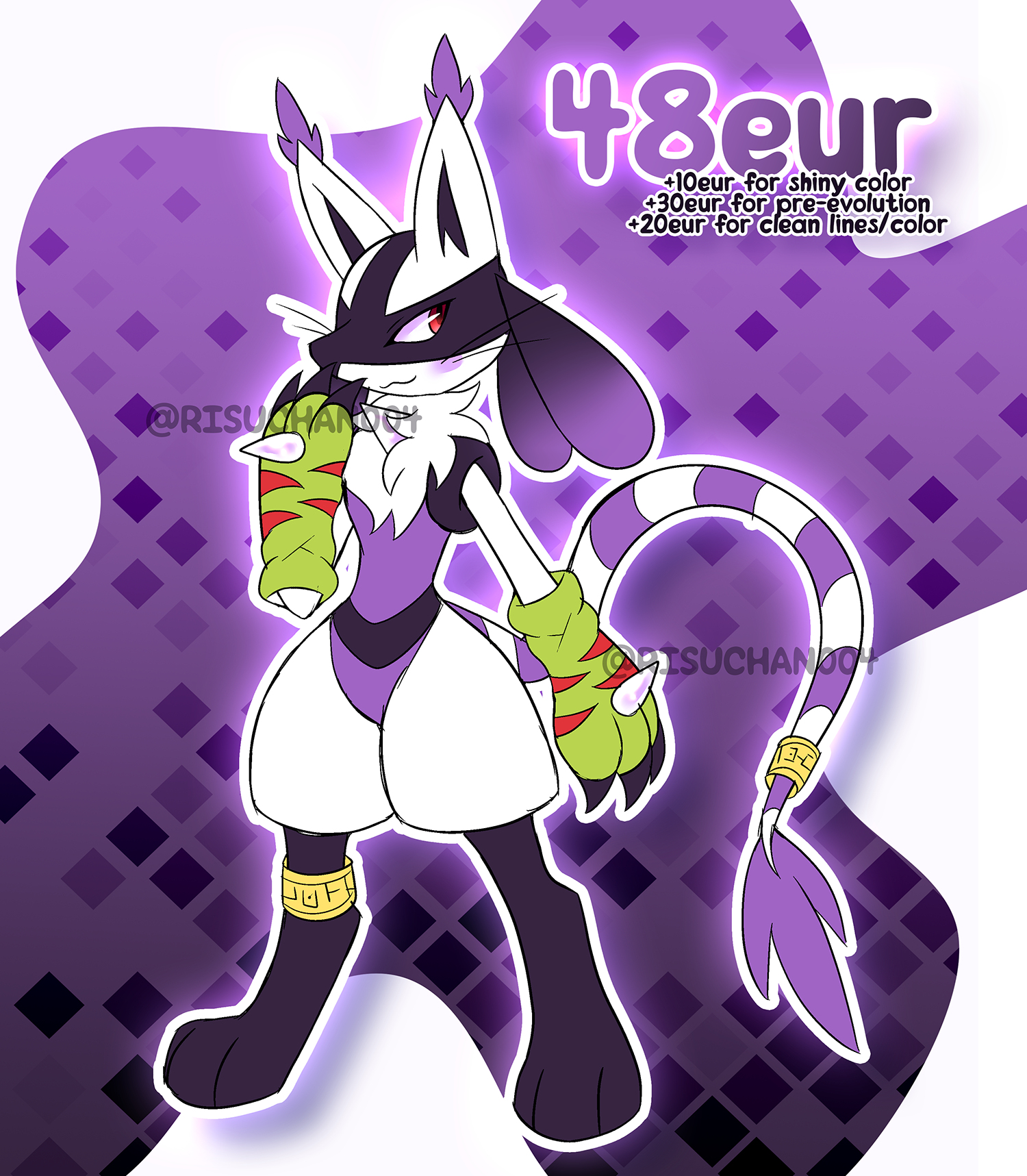 🐱 CLOSED - Lucario x Gatomon FUSION ADOPT by risuchan004 -- Fur