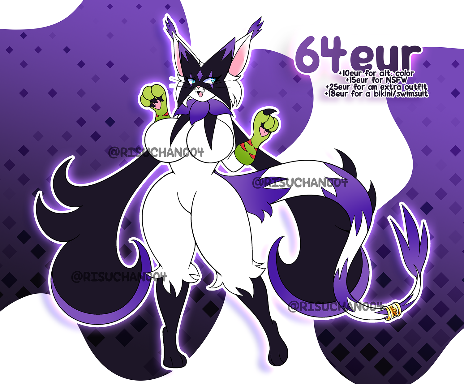 🐱 CLOSED - Lucario x Gatomon FUSION ADOPT by risuchan004 -- Fur