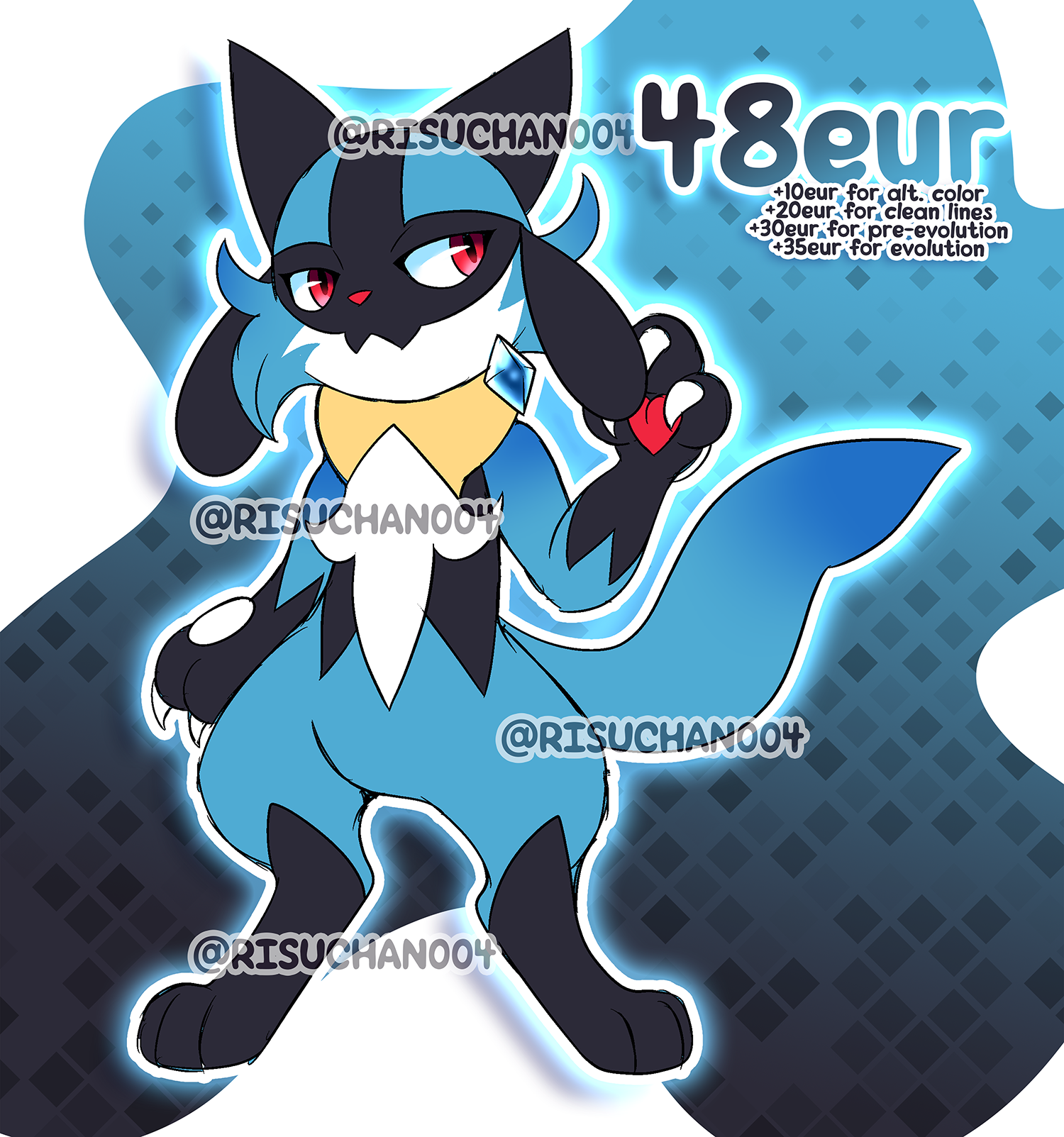 🐱 CLOSED - Lucario x Gatomon FUSION ADOPT by risuchan004 -- Fur