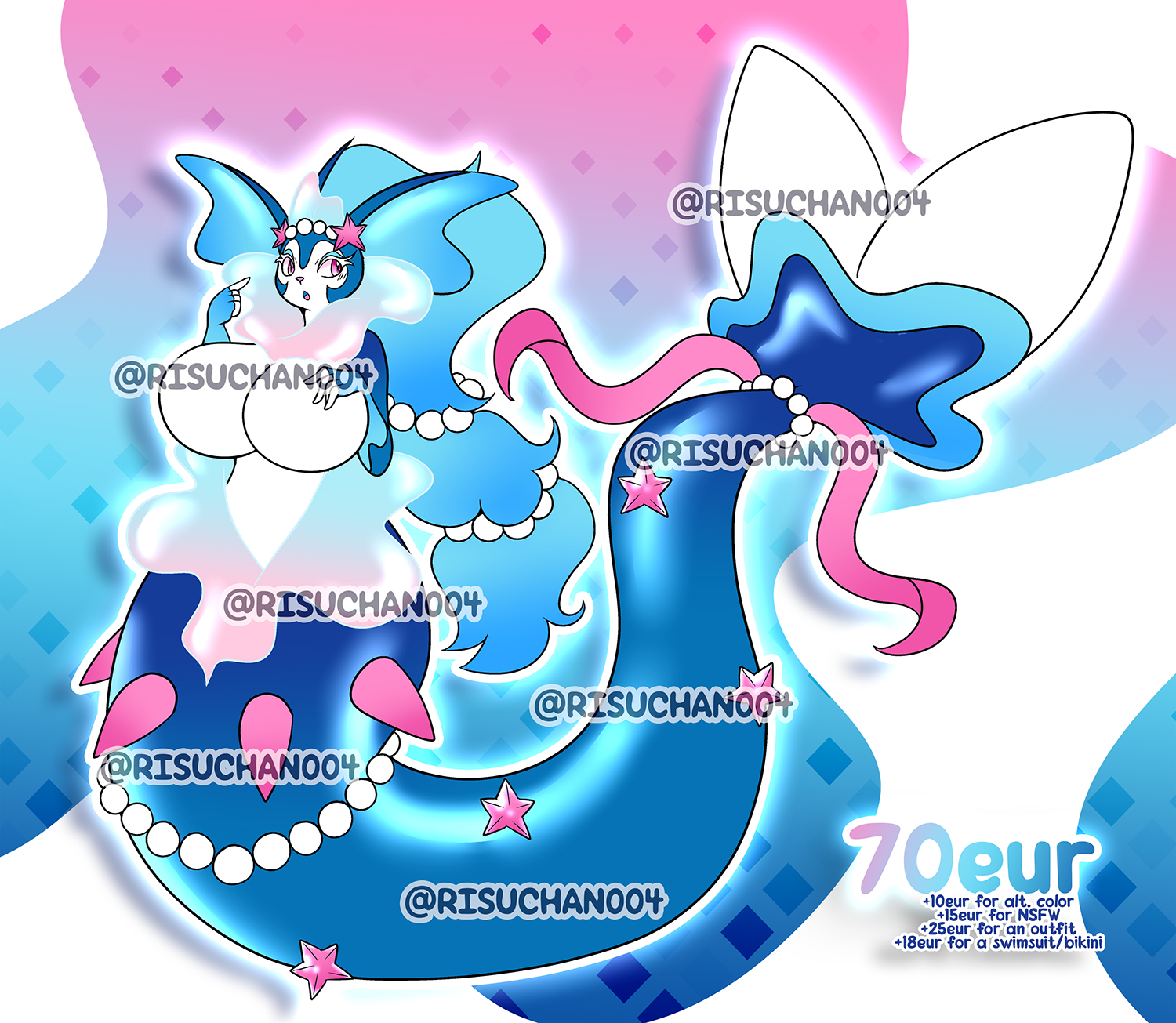 🐬 CLOSED - Vaporeon x Primarina FUSION ADOPT by risuchan004 -- Fur ...