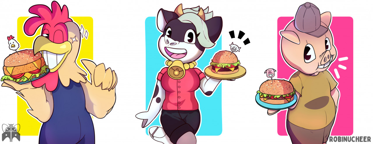 TheHappyBurgerTrio (far from it) by Robinucheer -- Fur Affinity [dot] net