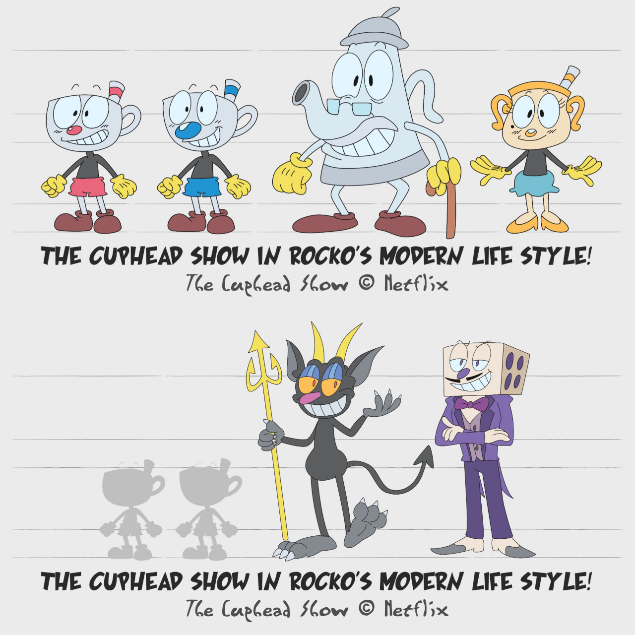 The Cuphead Show but in RML Style (Model Sheet) by rockosedits -- Fur  Affinity [dot] net