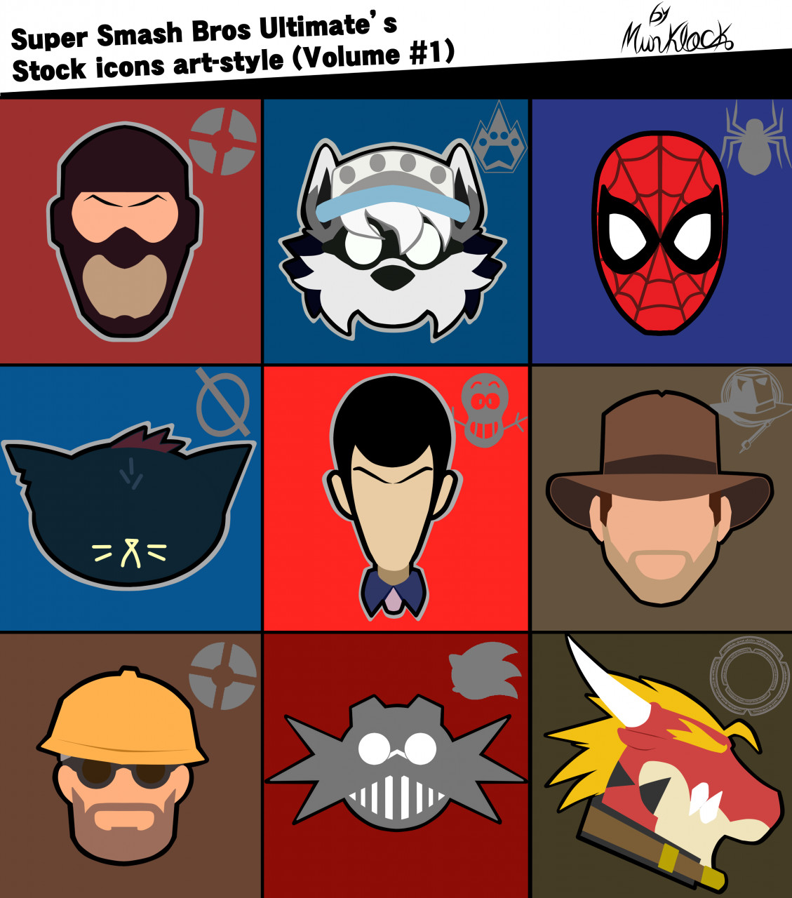 Super Smash Bros Ultimate's stock icons (Vol.1) by Munklock