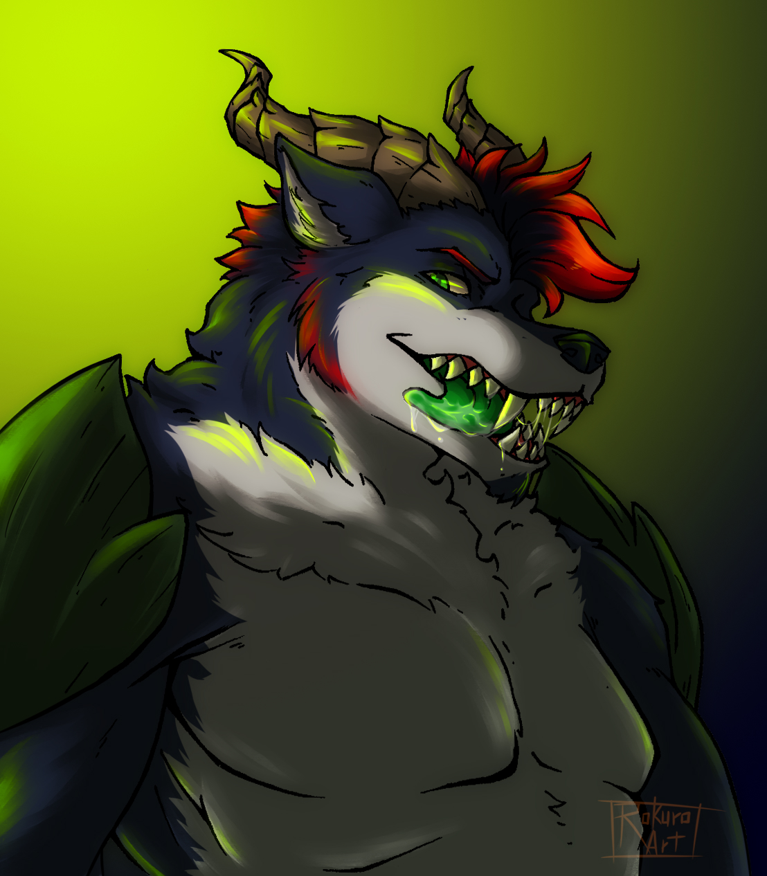dragon wolf hybrid anthro