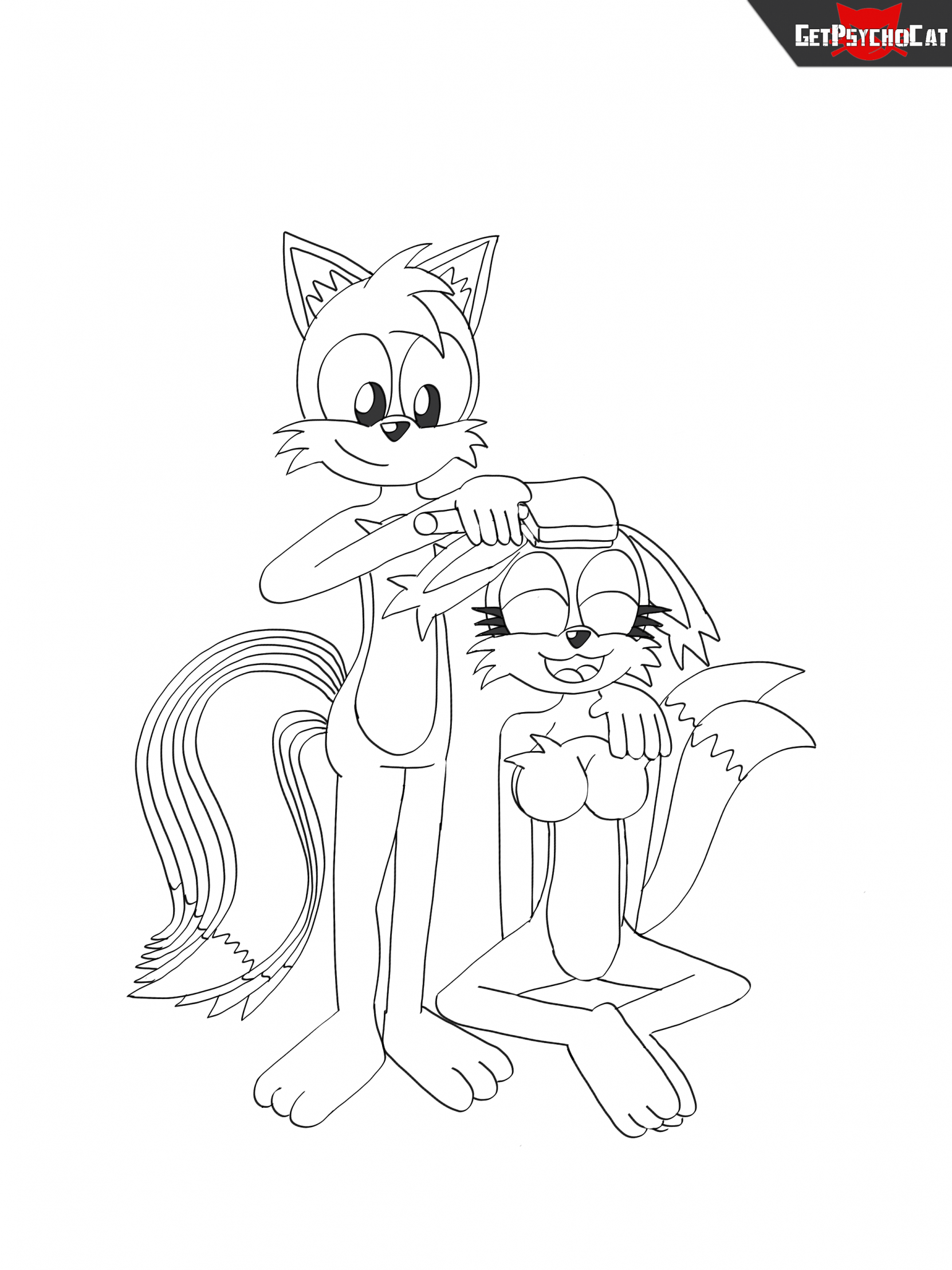 Tails & Kit Comic Coloring Page/Line Art