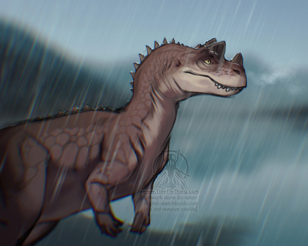 Just a Ceratosaurus enjoying the rain.