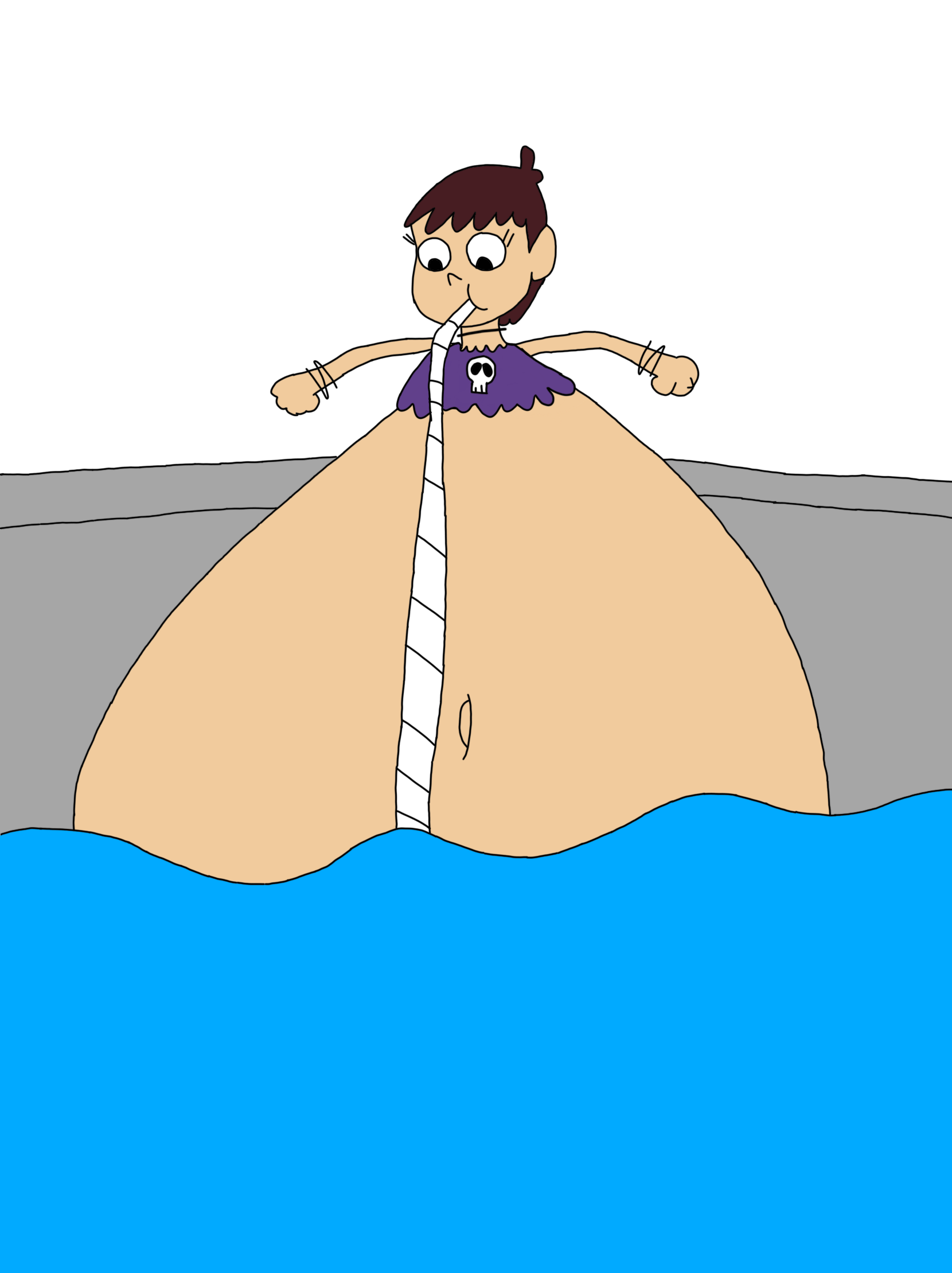 Luna Loud s water inflation drinking in her real swimsuit by