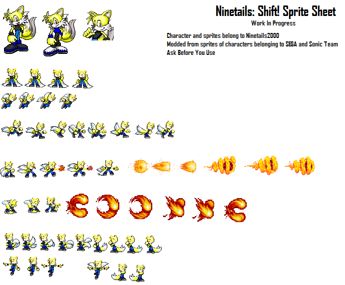 tails sprites for my sonic fangame Pixie Engine - Create!
