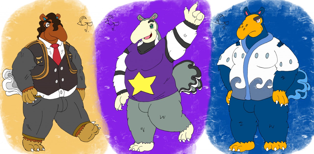 Fanart of the three male animal crossing anteaters by ryokun -- Fur  Affinity [dot] net